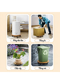 Đế Kê Chậu Cây Có Bánh Xe ANKAN, R30cm Làm Giá Đỡ Kệ Hoa Cây Cảnh, Màu Vàng Nắng, Chịu Tải 120Kg