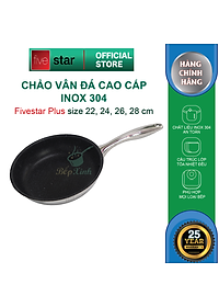 Bộ nồi và chảo chống dính vân đá inox 304 cao cấp Fivestar Plus 5 món nắp kính , tặng 1 vá canh