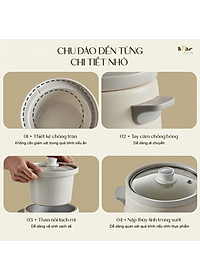 Nồi Chưng Yến Tiềm Thuốc Bắc Kho Cá Bear SB-NNC15 Gồm 6 Chức Năng Nấu Dung Tích 1.5 Lít Công Suất 120 W - Hàng Chính Hãng