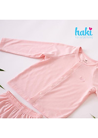 Bộ quần áo dài tay cài giữa tay raglan cho bé Haki BB010