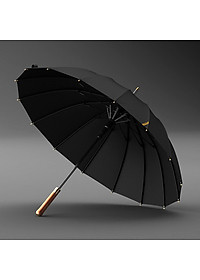 Ô dù tán rộng che nắng mưa H27 NASON, 16 nan, khắc tên lên tay cầm gỗ, chống lật trong gió to, che 2 3 người