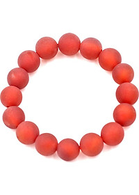 Vòng tay chuỗi hạt thạch anh đỏ mài mờ 12 ly kèm hộp nhung