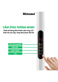 Quạt Cây Đứng Mitomo FCE-60 có điều khiển từ xa, hẹn giờ hàng chính hãng