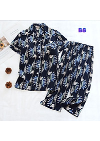 Bộ Đồ Pijama Nữ Mặc Nhà, Quần Áo Ngủ Nữ Ngắn Tay Azuno BN196 Chất Liệu Cotton Lụa Cho Mùa Hè 