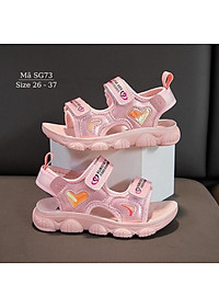 Giày sandal bé gái đi học dép quai hậu trẻ em nữ 3 - 12 tuổi màu hồng trái tim công chúa mang êm bền dễ thương SG73