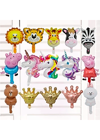 Combo 10 quả bóng bay kèm que cầm tay ( giao ngẫu nhiên) mini