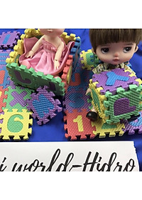 Bộ thảm 12ô chữ xốp ghép mini trang trí nhà búp bê BJD 1/8