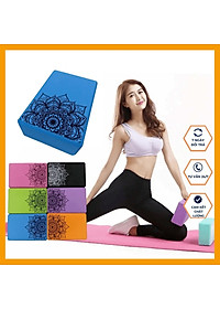 Gạch Gối Tập Yoga Eva Nặng 200g In Hoa Mandala Độ Cứng Cao Không Lún- Yoga Blocks
