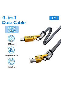 Cáp Sạc 4 Trong 1 đa năng dài 1 mét - công suất 65W, dùng cho nhiều dòng điện thoại 
