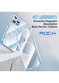 Ốp lưng chống sốc trong suốt hỗ trợ sạc Maqsafe cho iPhone 14 Pro (6.1 inch) hiệu Rock Protection Maqsafe Magetic Case (siêu mỏng 1.5mm, độ trong tuyệt đối, chống trầy xước, chống ố vàng, tản nhiệt tốt) - hàng nhập khẩu
