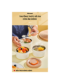 Lồng cơm giữ nhiệt, hộp cơm văn phòng Mitomo LCH-7086, cặp lồng chia 3 ngăn chất liệu inox 304