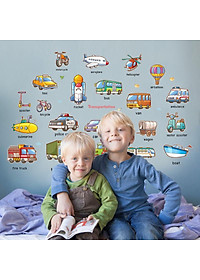 Decal trang dán tường Tiếng anh các loại phương tiện giao thông HM92024