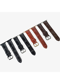 Dây đồng hồ dành cho AW da cá sấu đốt tre D108 - Da thật khâu tay thủ công cao cấp