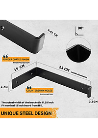 Bộ 2 giá đỡ chữ L pas mặt dưới 25 cm, ke bàn treo tường bằng thép phủ sơn tĩnh điện, kèm phụ kiện vít tắc kê - Hàng chính hãng