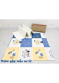 Thảm gấp gọn chống thấm mặt Umoo chính hãng kích thước 180x200cm dày 1.5cm mẫu Sư tử