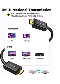 Cáp Displayport to HDMI 2m cao cấp Ugreen 10202  - Hàng Chính Hãng