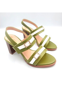 Giày sandal nữ cao gót đế cao 7 phân hàng hiệu rosata hai màu đen xanh thời trang cao cấp ro528