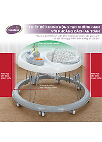 Xe tập đi cho bé có đồ chơi và nhạc Mastela W2002, bánh xe cao su hãm di chuyển theo quán tính siêu nhẹ xoay 360 độ mặt bàn ăn dặm, bánh xe silicon chống ồn - Tiêu chuẩn JIS Nhật Bản