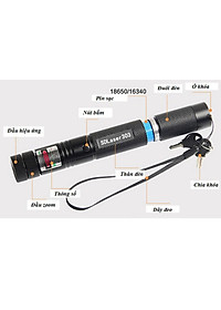 Đèn Pin Laser - 303 PaKaSa LS được tặng kèm pin và sạc - Hàng Chính Hãng 