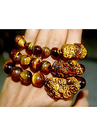 Vòng tay chuỗi đá mắt hổ tỳ hưu-nhiều cỡ ly