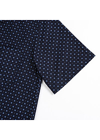 Áo Sơ Mi Nam Công Sở Trung Niên thương hiệu Anton Ngắn Tay màu Xanh Tím Than Vải Cotton Họa Tiết Hoa Nhí – X809