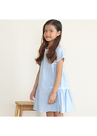 Đầm Bé Gái Kika Kẻ Xanh Blue Phối Viền Trắng K126