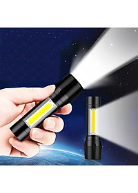 Đèn pin mini siêu sáng bỏ túi 2in1 có zoom xa gần kèm hộp đựng- Hàng chính hãng 