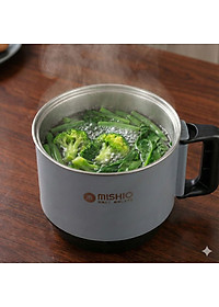 Nồi Lẩu Điện Mini 1.5L Mishio MK392 600W lòng nồi inox 304 không gỉ sét - hàng chính hãng
