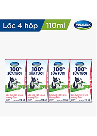 Thùng 48 Hộp Sữa Tươi Tiệt Trùng Vinamilk 100% Hương Dâu 110ml