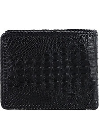 Bóp nam Huy Hoàng da cá sấu nguyên con đan viền màu đen HT2762