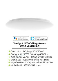 Đèn ốp trần Yeelight Arwen C-Series 450C/550C LED RGB hắt trần thông minh điều khiển bằng App - Hàng Chính Hãng