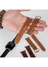 Dây đồng hồ dành cho AW da đà điểu D109 - Da thật khâu tay thủ công cao cấp