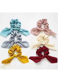 Dây buộc tóc vải lụa Scrunchies Vintage sang chảnh chất lụa mềm HD52