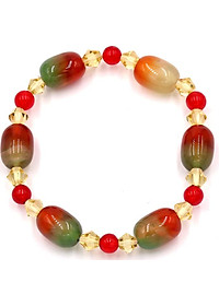 Chuỗi tay đá thạch anh đỏ xanh FSOXO4