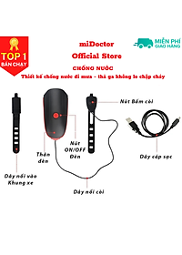 Đèn xe đạp thể thao miDoctor siêu sáng có còi pin sạc usb led T6 chống nước - Đèn còi xe đạp có 3 chế độ sáng còi to - Chính hãng miDoctor