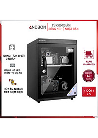 Tủ chống ẩm máy ảnh  30 Lít nhập khẩu Andbon, Tủ hút ẩm 30L., 2 ngăn, màn lLCD  cài đặt % độ ẩm, tiết kiệm điện - Hàng Chính hãng