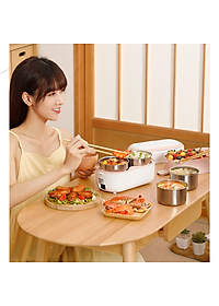 Hộp Cơm Cắm Điện Hâm Nóng Besti 2 Tầng 4 Khay Inox Cao Cấp Không Gỉ, Hộp Cơm Cắm Điện Văn Phòng Sang Trọng Đa Năng, Tiện Lợi Dễ Sử Dụng - Hàng Chính Hãng 