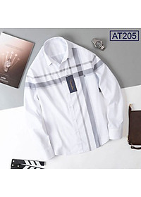 Áo Sơ Mi Nam Trắng Công Sở Thương Hiệu ANTON  Dài Tay Họa Tiết Kẻ Sọc Cotton - AT205
