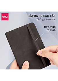 Sổ Tay Bìa Da Kẻ Ngang Mini A6 Chống Nước, Cao Cấp Deli - 192 Trang 80gsm - Ghi Chép, Takenote, Làm Quà Tặng Nhật Kí
