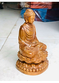 Tượng phật thích ca mini bằng gỗ bách xanh kt 15×9×8cm