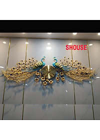 Đồng Hồ Treo Tường Con Chim Công Khổng Tước Kim Trôi Shouse A999 Nghệ Thuật Cao Cấp hiện đại 3D kích cỡ lớn đẹp treo phòng khách