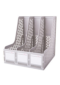 Giá tài liệu 3 ngăn đứng Deli - Nhựa PP - Ghi xám / Đen - E9845