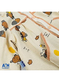 Áo khoác có nón bé gái họa tiết Gấu Nâu thun tổ ong. - AICDBGPRFZRM - AIN Closet