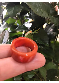 CHIẾC NHẪN VUÔNG ỐNG ĐỎ ĐẬM ĐẸP ĐÁ CẨM THẠCH MAY MẮN SIZE 17MM BẢN CAO 9,5MM  AC  MẠNG HỎA VÀ THỔ 