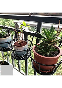 Giá kim loại để chậu hoa, cây cảnh mini có móc treo ban công tiện lợi - ĐEN