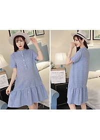 Váy, Đầm Bầu Công Sở Dự Tiệc Dáng Suông Azuno AZ102 Họa Tiết Kẻ Caro Mặc Mùa Hè Rất Mát