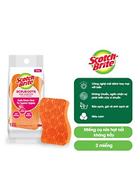 Combo 2 Miếng rửa chén hạt nổi không trầy xước Scotch-Brite 3M đa năng, mút kháng khuẩn, không bám cặn màu cam