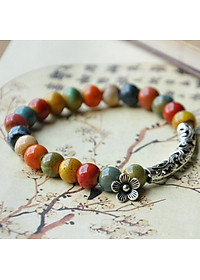 Vòng tay charm gốm mix hoa dễ thương VGOM61