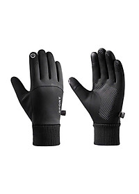 Găng tay nam mùa đông cảm ứng lót nỉ lông cực ấm lòng bàn tay chống trượt cao cấp GTN89