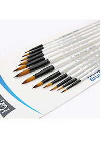 Bộ 12 cọ vẽ màu nước trắng ngọc trai dầu tròn Lalunavn, waterbrush Keep Smiling - B50